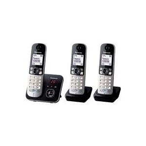 Panasonic KX TG6823 - Schnurlostelefon - Anrufbeantworter mit Rufnummernanzeige - DECT - Schwarz + 2 zusätzliche Handsets (KX-TG6823GB) von Panasonic