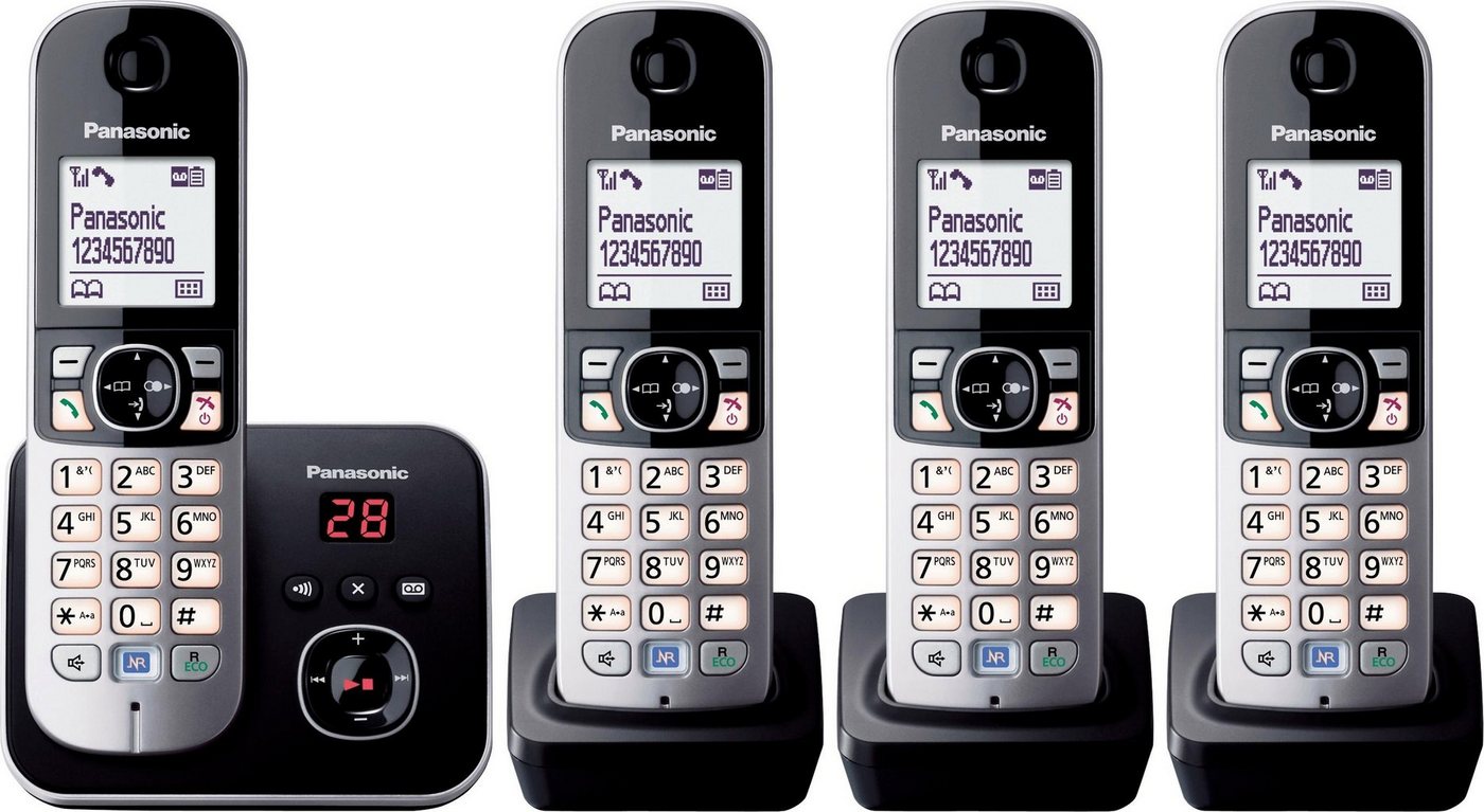 Panasonic KX-TG6824GB Schnurloses DECT-Telefon (Mobilteile: 4, Nachtmodis, Freisprechen, Anrufbeantworter) von Panasonic