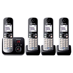 Panasonic KX-TG6824GB Schnurloses Telefon-Set mit Anrufbeantworter schwarz-silber von Panasonic