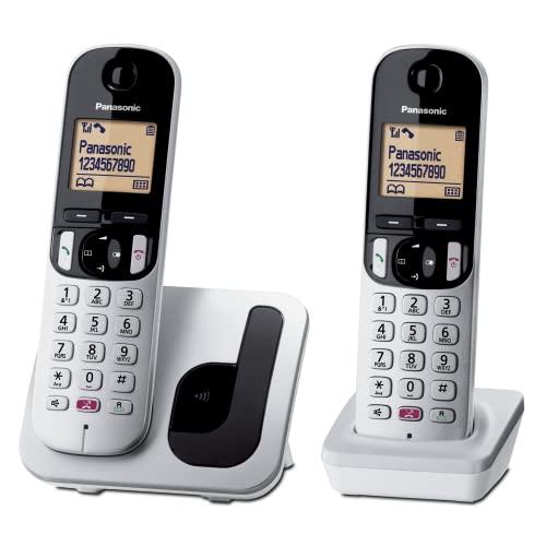 Panasonic KX-TGC252SPS Digitales Schnurlostelefon für Senioren mit Anrufsperre, leicht zu lesen, Freisprecheinrichtung, Wecker, Zwei Telefone, silberfarben. von Panasonic