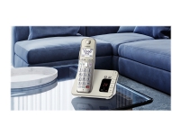 Panasonic KX-TGE260GN, DECT-Telefon, Kabelloses Mobilteil, Freisprecheinrichtung, 200 Eintragungen, Anrufer-Identifikation, Champagner von Panasonic