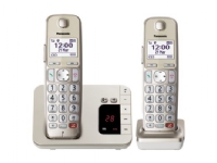 Panasonic KX-TGE262GN, DECT-Telefon, Kabelloses Mobilteil, Freisprecheinrichtung, 200 Eintragungen, Anrufer-Identifikation, Champagner von Panasonic