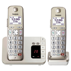 Panasonic KX-TGE262GN Schnurloses Telefon-Set mit Anrufbeantworter champagner von Panasonic