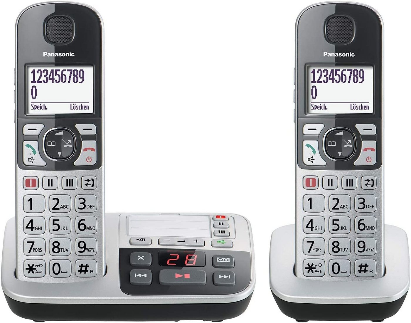 Panasonic KX-TGE522GS Schnurloses DECT-Telefon (Seniorentelefon mit Notruf, Großtastentelefon mit Anrufbeantworter) von Panasonic