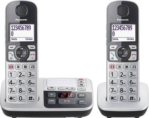 Panasonic KX-TGE522GS Schnurloses Seniorentelefon Anrufbeantworter Beleuchtetes Display Silber-Schwa von Panasonic