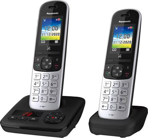Panasonic KX-TGH722GS DECT Schnurloses Telefon analog Anrufbeantworter, Babyphone Schwarz, Silber von Panasonic