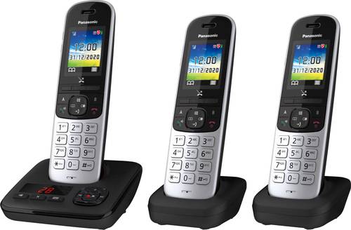 Panasonic KX-TGH723GS DECT Schnurloses Telefon analog Babyphone, Anrufbeantworter, Freisprechen Schw von Panasonic