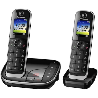 Panasonic KX-TGJ322GB schnurloses Duo DECT Festnetztelefon inkl. AB, schwarz von Panasonic