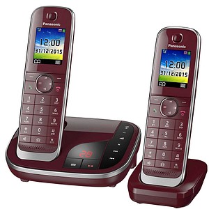 Panasonic KX-TGJ322GR Schnurloses Telefon-Set mit Anrufbeantworter weinrot Panasonic KX-TGJ322GR Schnurloses Telefon-Set mit Anrufbeantworter weinrot von Panasonic