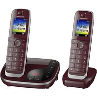 Panasonic KX-TGJ322GR schnurloses Duo DECT Festnetztelefon inkl. AB, weinrot von Panasonic