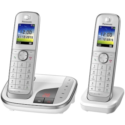 Panasonic KX-TGJ322GW schnurloses Duo DECT Festnetztelefon inkl. AB, weiß von Panasonic