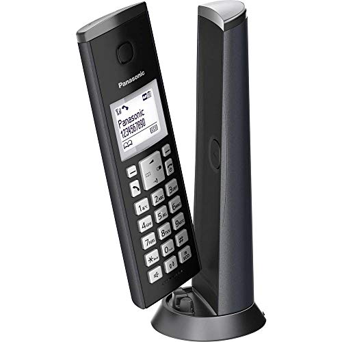 Panasonic KX-TGK220GM Design-Schnurlostelefon mit Anrufbeantworter, Station & Hörer, Freisprecheinrichtung, weißes LCD, Blockierung störender Anrufe, Hörer-Magnet, matt-schwarz von Panasonic