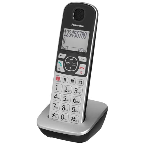 Panasonic KX-TGQ500GS Seniorentelefon (DECT CAT-iq Telefon (schnurlos) mit großen Tasten, Notruftaste, Rentner Telefon für Hörgeräte) silber von Panasonic
