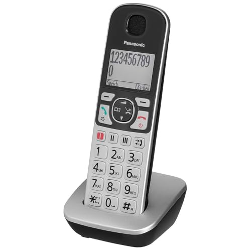 Panasonic KX-TGQ500GS Seniorentelefon (DECT IP-Telefon (schnurlos) mit großen Tasten, Notruftaste, Rentner Telefon für Hörgeräte) silber von Panasonic