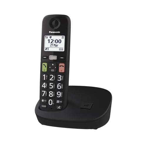 Panasonic KX-TGU110EXB digitales schnurloses Telefon, Basisstation & 1 Mobilteil, LCD-Display, große Tasten, Favoriten-Taste, hörgerätekompatibel, Schwarz Panasonic KX-TGU110EXB digitales schnurloses Telefon, Basisstation & 1 Mobilteil, LCD-Display, große Tasten, Favoriten-Taste, hörgerätekompatibel, Schwarz von Panasonic