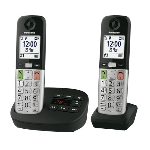 Panasonic KX-TGU432EXB digitales schnurloses Telefon mit Anrufbeantworter, Basisstation & 2 Mobilteile, LCD-Display, Favoriten-Taste, Taschenlampe, extra laut, hörgerätekompatibel, Schwarz & Silber Panasonic KX-TGU432EXB digitales schnurloses Telefon mit Anrufbeantworter, Basisstation & 2 Mobilteile, LCD-Display, Favoriten-Taste, Taschenlampe, extra laut, hörgerätekompatibel, Schwarz & Silber von Panasonic