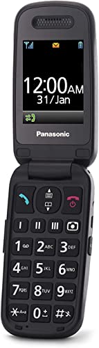 Panasonic KX-TU446EXB Seniorenhandy zum Aufklappen ohne Vertrag (SOS-Notruftaste, Stoßfest, Sprachverstärker, große getrennte Tasten, große Schrift und Nummernanzeige) schwarz von Panasonic