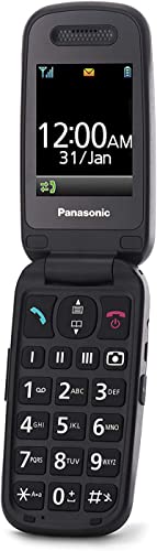 Panasonic KX-TU446EXR Seniorenhandy zum Aufklappen ohne Vertrag (SOS-Notruftaste, Stoßfest, Sprachverstärker, große getrennte Tasten, große Schrift und Nummernanzeige) wein-rot von Panasonic