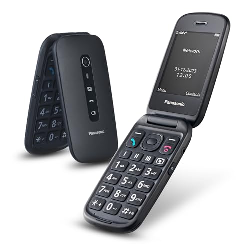 Panasonic KX-TU550EXB 4G Essentials Clamshell Handy für Senioren, 1,2 MP Kamera, Seniorentelefon mit großem 2,8 Zoll Display, 300 Stunden Standby-Zeit, Schwarz von Panasonic