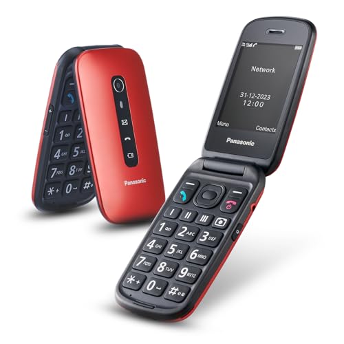 Panasonic KX-TU550EXR 4G Essentials Clamshell Handy für Senioren, 1,2 MP Kamera, Seniorentelefon mit großem 2,8 Zoll Display, 300 Stunden Standby-Zeit, Rot Panasonic KX-TU550EXR 4G Essentials Clamshell Handy für Senioren, 1,2 MP Kamera, Seniorentelefon mit großem 2,8 Zoll Display, 300 Stunden Standby-Zeit, Rot von Panasonic
