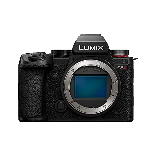 Panasonic LUMIX DC-S5 II Spiegellose Vollformat Kamera 4K 60p und 6K 30p, Flip-Screen, WLAN, Hybrid-Phasen-AF mit 779 Messfeldern, Active is, nur Gehäuse, Schwarz von Panasonic