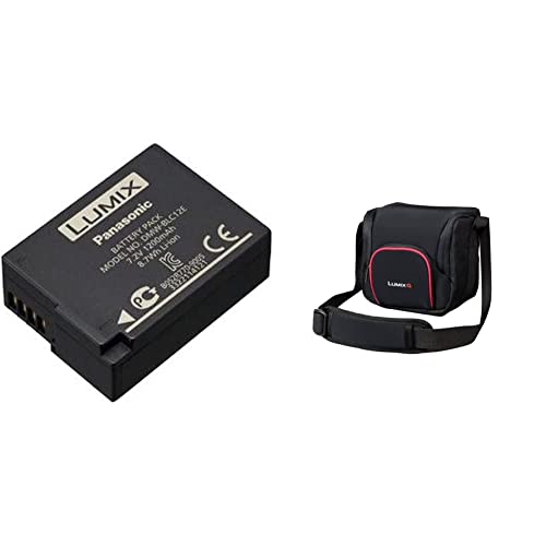 Panasonic LUMIX DMW-BLC12E Li-Ionen Akku 7,2V, 1200 mAh (geeignet für GH2, G5, FZ200, GX8, G70, FZ1000, FZ300, FZ200) & LUMIX DMW-PGH68XEK Systemtasche (geeignet für Panasonic LUMIX G-Serie) schwarz von Panasonic