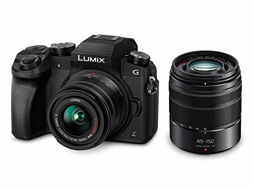 Panasonic LUMIX G DMC-G70WEG-K Systemkamera (16 Megapixel, OLED-Sucher, 7,5cm OLED Touchscreen, 4K Foto/Video) Doppelzoom-kit mit H-FS1442AE und H-FS45150E schwarz von Panasonic
