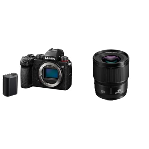 Panasonic LUMIX S DC-S5 Vollformat Kamera (4K, L-Mount Bajonett, 24,2 Megapixel Sensor & S-S50E LUMIX S Objektiv (50mm, Festbrennweite, L-Mount Objektiv, F1.8, Filtergröße 67mm) schwarz von Panasonic