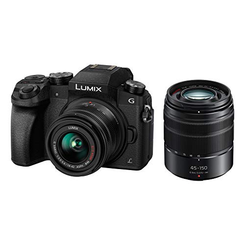 Panasonic Lumix Digitalkamera DMC-G7/DMC-G70, Brennweite 14-42 mm / 3.5-5.6, Lumix G Vario, 45-150 mm / 4.0-5.6 Asph. / O.I.S. (optischer Bildstabilisator), Lumix G Vario MEGA Asph./OIS Bildstabilisator, Digitalkamera und Objektiv, 16.84 Megapixel von Panasonic