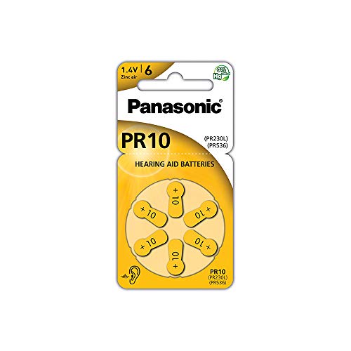 Panasonic PR10 Zink-Luft-Batterien für Hörgeräte, Typ 10, 1.4V, Hörgerätbatterien, 6 Stück, gelb Panasonic PR10 Zink-Luft-Batterien für Hörgeräte, Typ 10, 1.4V, Hörgerätbatterien, 6 Stück, gelb von Panasonic