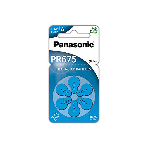 Panasonic PR675 Zink-Luft-Batterien für Hörgeräte, Typ 675, 1.4V, Hörgerätbatterien, 6 Stück, blau Panasonic PR675 Zink-Luft-Batterien für Hörgeräte, Typ 675, 1.4V, Hörgerätbatterien, 6 Stück, blau von Panasonic