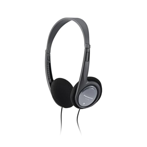 Panasonic RP-HT090 Kabelgebundene Stereo-Kopfhörer, Leicht für hervorragenden Komfort, 5 m Kabel für TV-Nutzung, 30 mm Lautsprecher, Grau von Panasonic