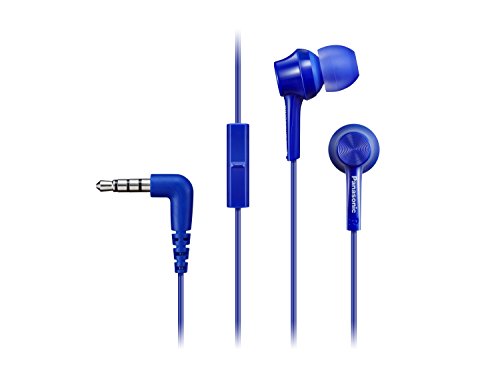Panasonic RP-TCM115E-A In-Ear Kopfhörer - Headset für Mobiletelefonie, wechselbare Pass-Stücke (S/M/L), Blau von Panasonic