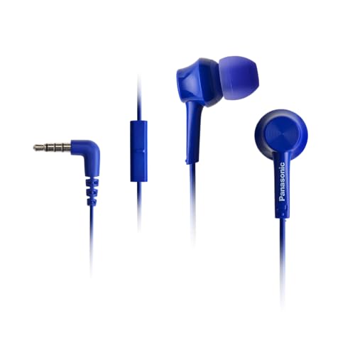 Panasonic RP-TCM115E-A In-Ear Kopfhörer - Headset für Mobiletelefonie, wechselbare Pass-Stücke (S/M/L), Blau von Panasonic