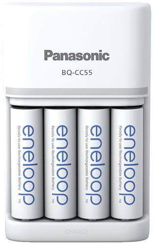 Panasonic Smart & Quick BQ-CC55 +4x eneloop AA Rundzellen-Ladegerät NiMH Micro (AAA), Mignon (AA) von Panasonic