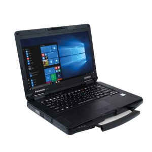 Panasonic TOUGHBOOK 55 MK3, Thunderbolt 4, 35,5cm (14), QWERTY, USB, BT, Ethernet, Intel Core i5, SSD, Win. 11 Pro, RB Notebook, Semi Rugged, 35,5 cm (14), Auflösung: 1366x768 Pixel, Tastenfeld (QWERTY), Anschluß: USB (2x), Bluetooth, Ethernet, Wi-Fi 6E, HDMI, Micro SD-Slot, Intel Core i5, 1,6 GHz, RAM: 16GB, SSD: 512GB, Win, 11 Professional, inkl.: Netzteil, Netzkabel, Akku, 6500 mAh, herausnehmbare Batterie, IP53 (FZ-55G6601BE) von Panasonic