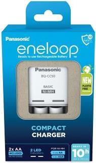 Panasonic eneloop Basic BQ-CC50 - Batterieladegerät - (für 2xAA/AAA) 2 x AA-Typ - NiMH - 2000 mAh (Eurostecker) (K-KJ50MCD20E) von Panasonic