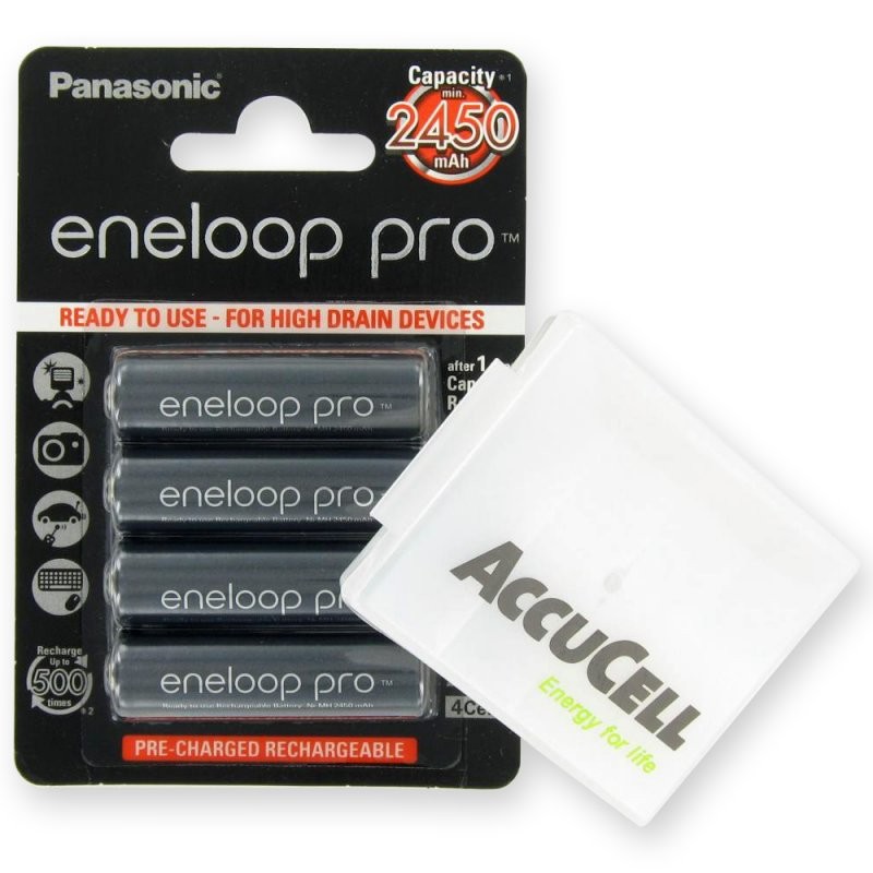 Panasonic eneloop Pro BK-3HCCE/4BE Mignon AA 1,2V NiMH Akku und ACBOXAA von Panasonic