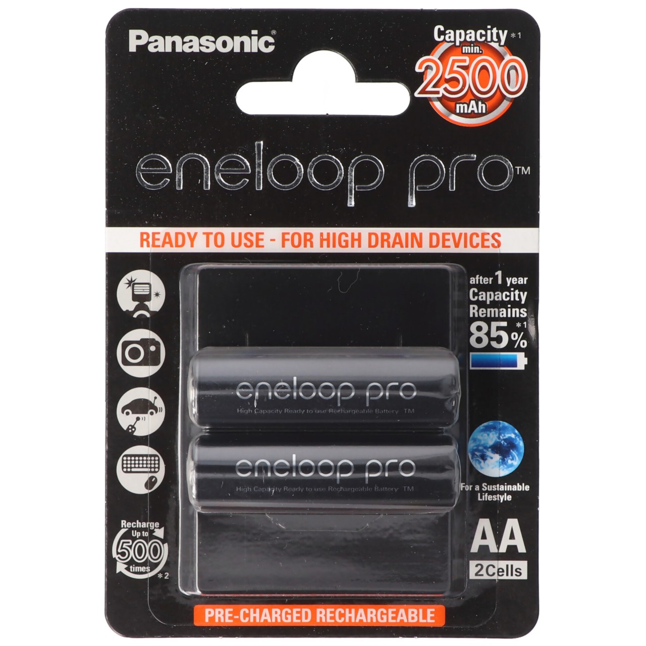Panasonic eneloop Pro Mignon Akku BK-3HCDE/2BE NiMH 1,2Volt max. 2550mAh, 2er Blisterkarte Panasonic eneloop Pro Mignon Akku BK-3HCDE/2BE NiMH 1,2Volt max. 2550mAh, 2er Blisterkarte von Panasonic