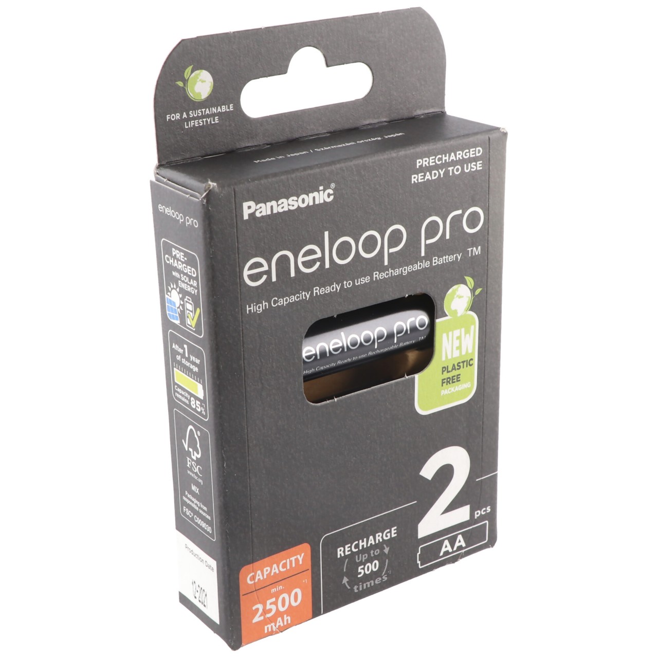 Panasonic eneloop pro, vorgeladen, Retail Blister 2-Pack BK-3HCDE/2BE Akku NiMH, Mignon, AA, HR06, 1.2V und 2500mAh Panasonic eneloop pro, vorgeladen, Retail Blister 2-Pack BK-3HCDE/2BE Akku NiMH, Mignon, AA, HR06, 1.2V und 2500mAh von Panasonic
