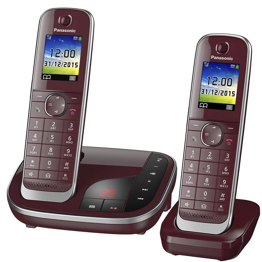 Panasonic Schnurloses Telefon-Set mit Anrufbeantworter KX-TGJ322GR weinrot Panasonic Schnurloses Telefon-Set mit Anrufbeantworter KX-TGJ322GR weinrot von Panasonic