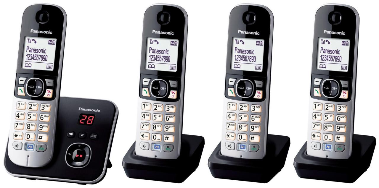 Panasonic Schnurloses Telefon-Set mit Anrufbeantworter KX-TG6824GB schwarz-si... von Panasonic