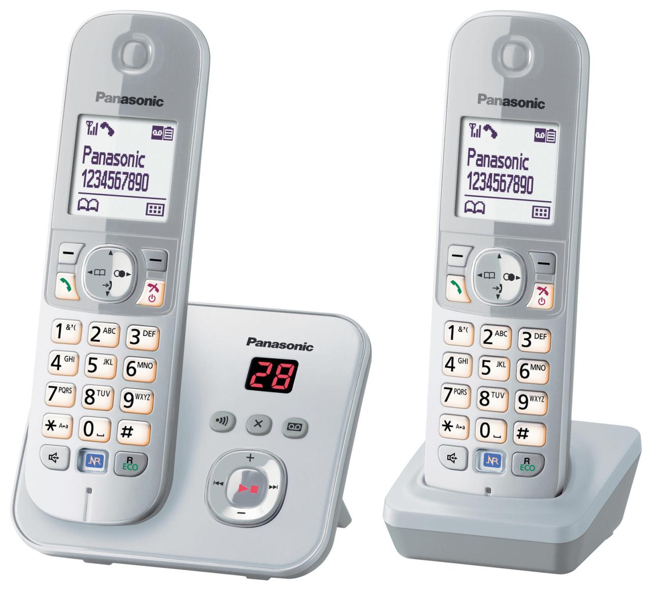 Panasonic Schnurloses Telefon-Set mit Anrufbeantworter KX-TG6822GS silber von Panasonic