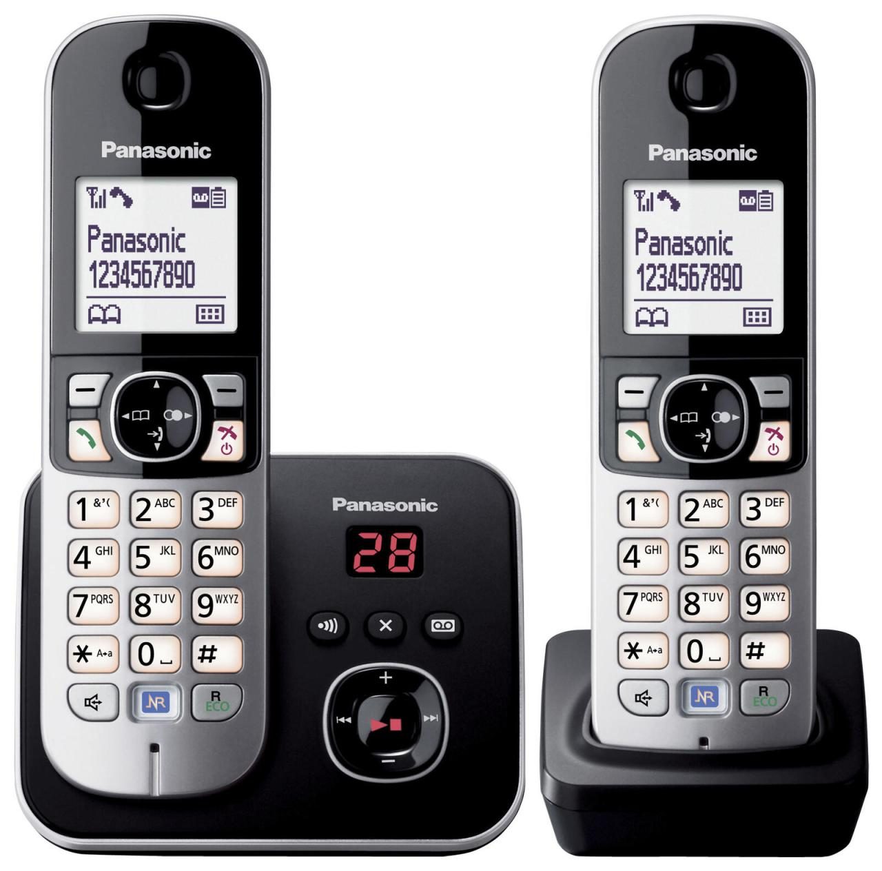 Panasonic Schnurloses Telefon-Set mit Anrufbeantworter KX-TG6822GB schwarz-si... von Panasonic