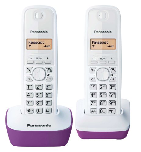 Panasonic KX-TG1612FRF Duo-Schnurlostelefon (DECT, ohne Anrufbeantworter), Purpurrot von Panasonic