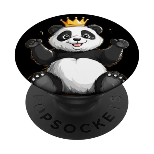 Happy Panda mit hübscher Krone Kostüm PopSockets Klebender PopGrip Happy Panda mit hübscher Krone Kostüm PopSockets Klebender PopGrip von Panda King