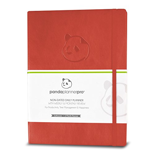 Panda Planner Pro Tagesplaner für Glück und Produktivität, 21,6 x 27,9 cm, Softcover, undatierter Tag, organisiert, Dankbarkeit und Ziele, Tagebuch (Orange) von Panda Planner