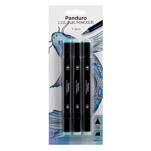 Panduro | Farbmarkierungen | 3 Stifte Marker | Twintip-Marker | Mint-töne: 68 Türkisblau, 143 Mintblau, 179 Aquamint von Panduro