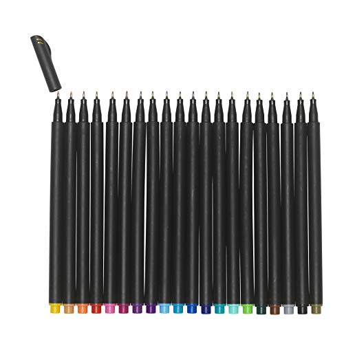 Panduro Fineliner Stifte, Feine Filzstifte, dünn Spitz 0,4 mm - 20 Stück Pack mit verschiedenen Farben von Panduro