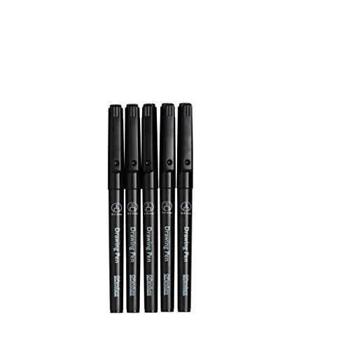 Panduro schwarze Zeichenstifte 5-er Packung 0,1-0,8 Spitze - Fineliner Stifte Set mit verschiedenen Spitzen Größen von Panduro